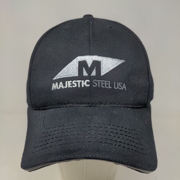 Majestic Steel USA Men's Slideback Hat Black Adjustable Embroidered Logo - Picture 2 of 7